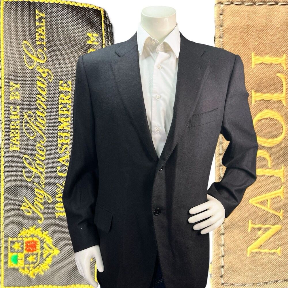 Napoli Di Nordstrom Loro Piana Cashmere Blazer Men 43R Black Jacket Sport Coat